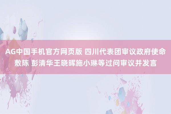 AG中国手机官方网页版 四川代表团审议政府使命敷陈 彭清华王晓晖施小琳等过问审议并发言