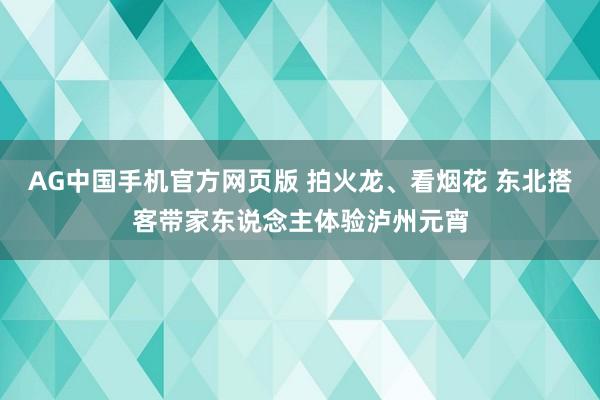 AG中国手机官方网页版 拍火龙、看烟花 东北搭客带家东说念主体验泸州元宵