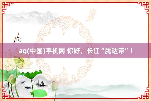 ag(中国)手机网 你好，长江“腾达带”！