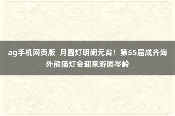 ag手机网页版  月圆灯明闹元宵！第55届成齐海外熊猫灯会迎来游园岑岭