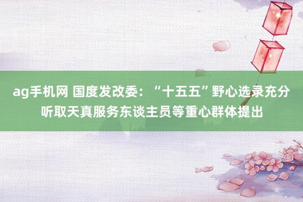 ag手机网 国度发改委：“十五五”野心选录充分听取天真服务东谈主员等重心群体提出