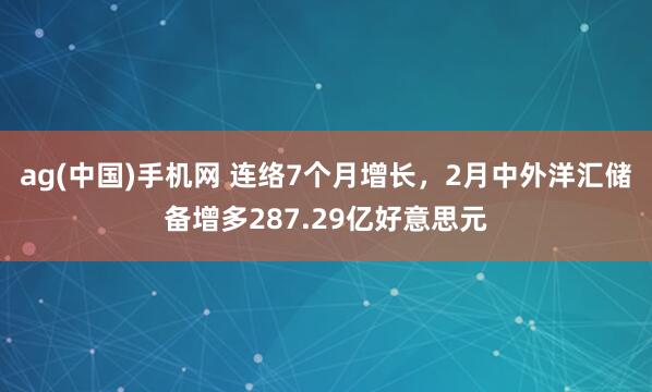 ag(中国)手机网 连络7个月增长，2月中外洋汇储备增多287.29亿好意思元