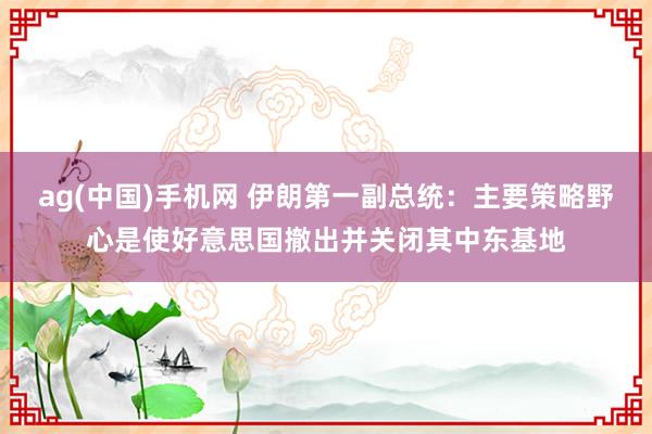 ag(中国)手机网 伊朗第一副总统：主要策略野心是使好意思国撤出并关闭其中东基地