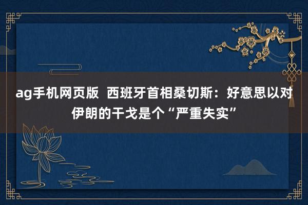 ag手机网页版  西班牙首相桑切斯：好意思以对伊朗的干戈是个“严重失实”