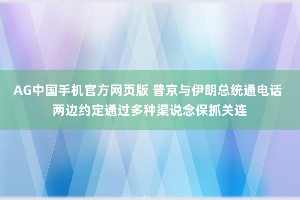 AG中国手机官方网页版 普京与伊朗总统通电话 两边约定通过多种渠说念保抓关连