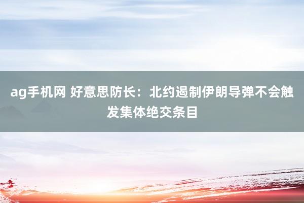ag手机网 好意思防长：北约遏制伊朗导弹不会触发集体绝交条目