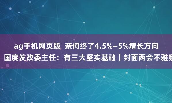 ag手机网页版  奈何终了4.5%—5%增长方向？国度发改委主任：有三大坚实基础｜封面两会不雅察