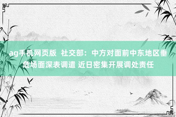 ag手机网页版  社交部：中方对面前中东地区垂危场面深表调遣 近日密集开展调处责任