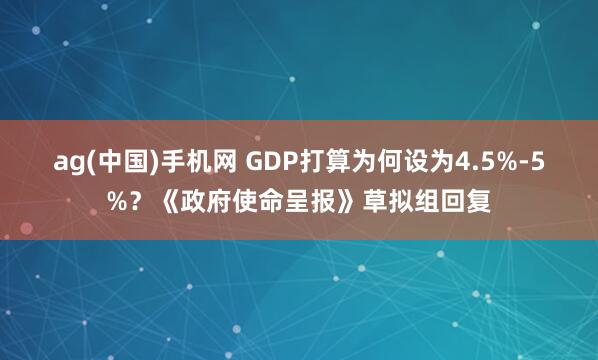 ag(中国)手机网 GDP打算为何设为4.5%-5%？《政府使命呈报》草拟组回复
