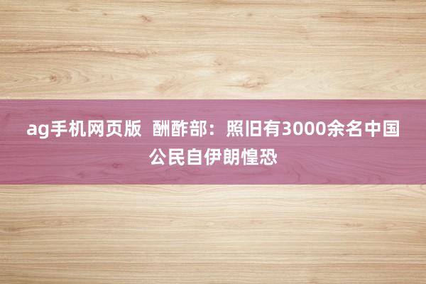 ag手机网页版  酬酢部：照旧有3000余名中国公民自伊朗惶恐