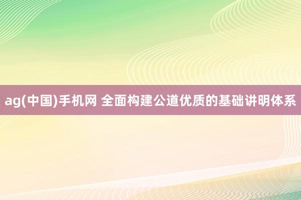 ag(中国)手机网 全面构建公道优质的基础讲明体系