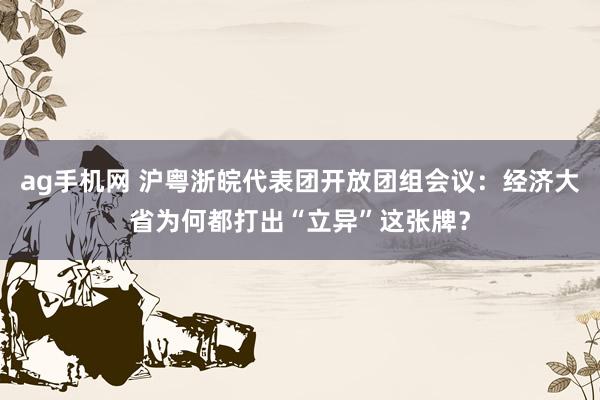 ag手机网 沪粤浙皖代表团开放团组会议：经济大省为何都打出“立异”这张牌？