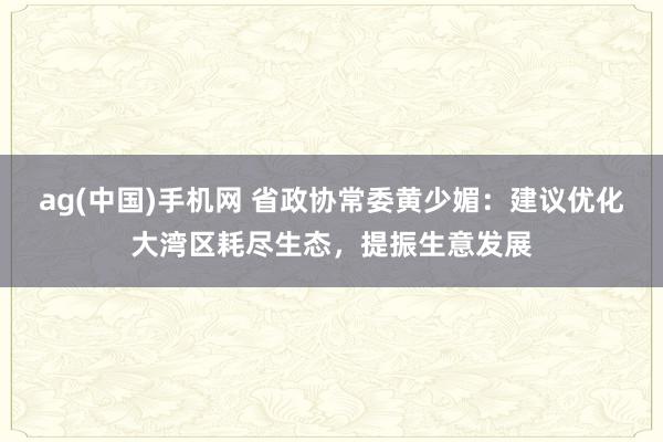 ag(中国)手机网 省政协常委黄少媚：建议优化大湾区耗尽生态，提振生意发展