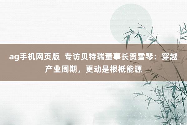 ag手机网页版  专访贝特瑞董事长贺雪琴：穿越产业周期，更动是根柢能源