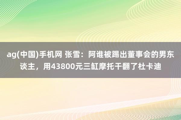 ag(中国)手机网 张雪：阿谁被踢出董事会的男东谈主，用43800元三缸摩托干翻了杜卡迪