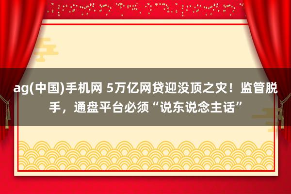 ag(中国)手机网 5万亿网贷迎没顶之灾！监管脱手，通盘平台必须“说东说念主话”
