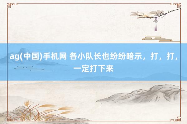 ag(中国)手机网 各小队长也纷纷暗示，打，打，一定打下来