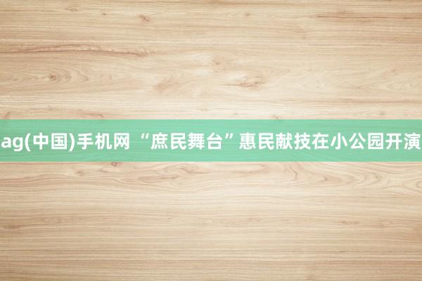 ag(中国)手机网 “庶民舞台”惠民献技在小公园开演