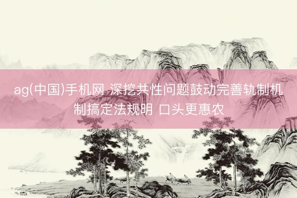 ag(中国)手机网 深挖共性问题鼓动完善轨制机制搞定法规明 口头更惠农