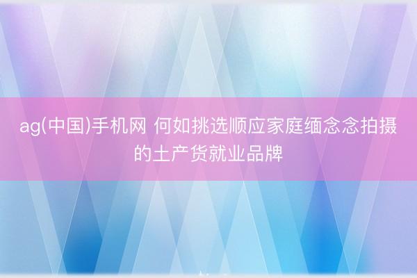 ag(中国)手机网 何如挑选顺应家庭缅念念拍摄的土产货就业品牌