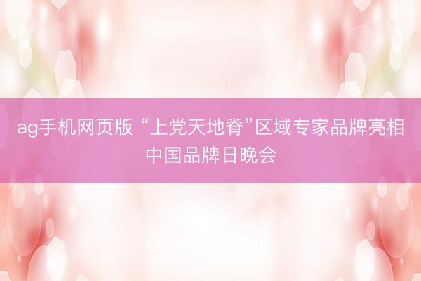 ag手机网页版 “上党天地脊”区域专家品牌亮相中国品牌日晚会