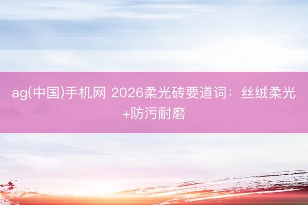 ag(中国)手机网 2026柔光砖要道词：丝绒柔光+防污耐磨