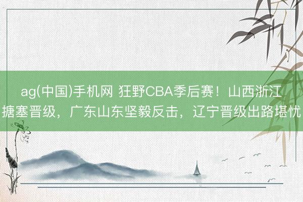 ag(中国)手机网 狂野CBA季后赛！山西浙江搪塞晋级，广东山东坚毅反击，辽宁晋级出路堪忧