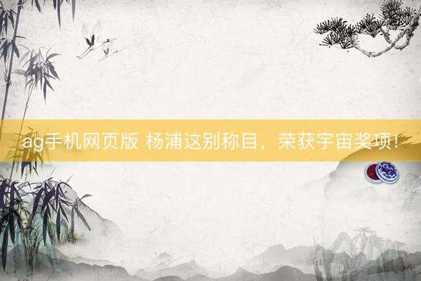 ag手机网页版 杨浦这别称目,荣获宇宙奖项!