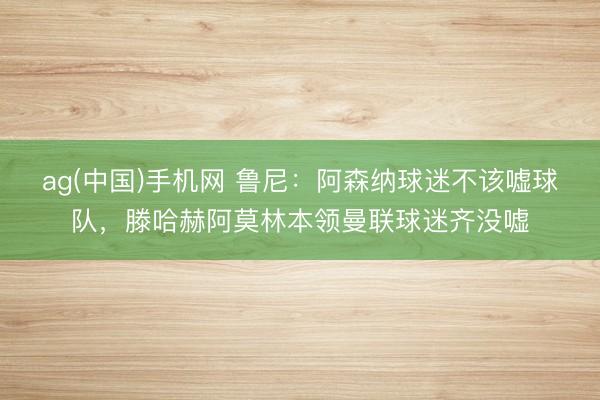 ag(中国)手机网 鲁尼：阿森纳球迷不该嘘球队，滕哈赫阿莫林本领曼联球迷齐没嘘