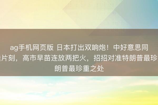 ag手机网页版 日本打出双响炮！中好意思同框裂缝片刻，高市早苗连放两把火，招招对准特朗普最珍重之处