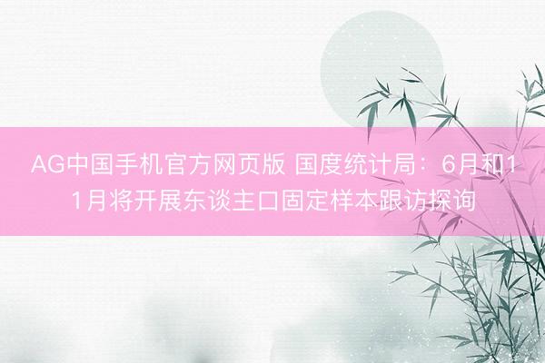 AG中国手机官方网页版 国度统计局：6月和11月将开展东谈主口固定样本跟访探询