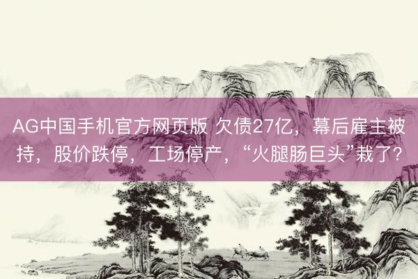 AG中国手机官方网页版 欠债27亿,幕后雇主被持,股价跌停,工场停产,“火腿肠巨头”栽了?