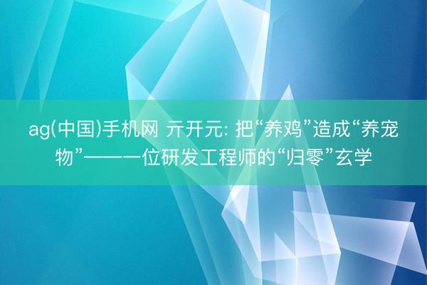 ag(中国)手机网 亓开元: 把“养鸡”造成“养宠物”——一位研发工程师的“归零”玄学