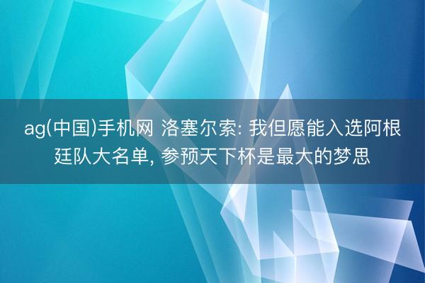 ag(中国)手机网 洛塞尔索: 我但愿能入选阿根廷队大名单， 参预天下杯是最大的梦思