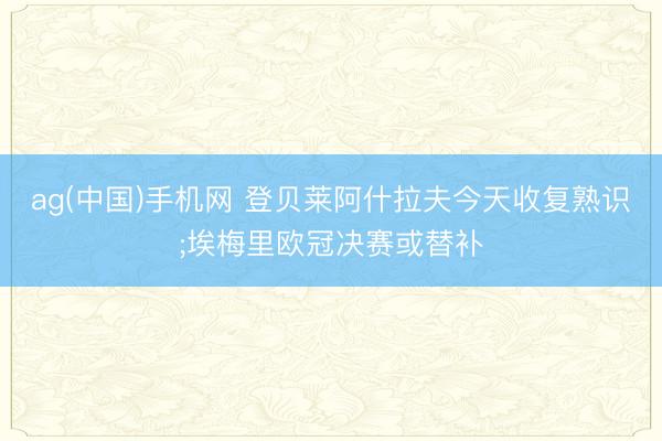 ag(中国)手机网 登贝莱阿什拉夫今天收复熟识;埃梅里欧冠决赛或替补