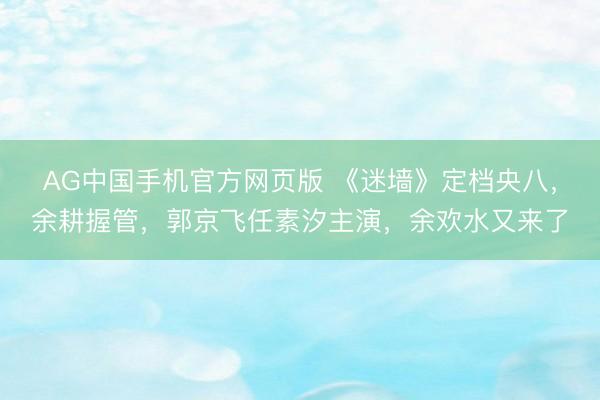AG中国手机官方网页版 《迷墙》定档央八，余耕握管，郭京飞任素汐主演，余欢水又来了