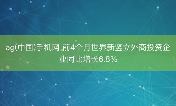 ag(中国)手机网 前4个月世界新竖立外商投资企业同比增长6.8%
