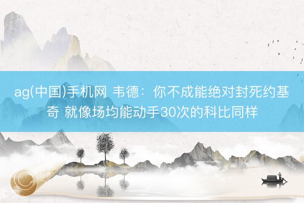 ag(中国)手机网 韦德：你不成能绝对封死约基奇 就像场均能动手30次的科比同样