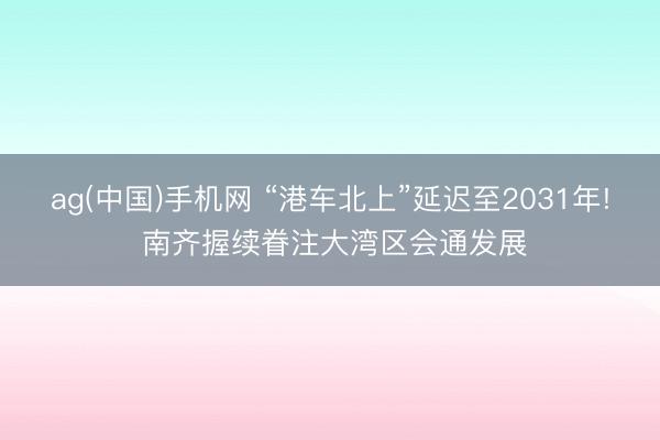 ag(中国)手机网 “港车北上”延迟至2031年! 南齐握续眷注大湾区会通发展