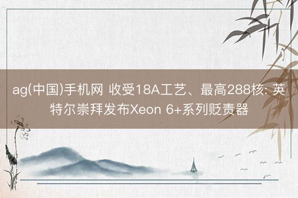 ag(中国)手机网 收受18A工艺、最高288核: 英特尔崇拜发布Xeon 6+系列贬责器