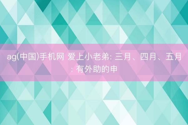 ag(中国)手机网 爱上小老弟: 三月、四月、五月: 有外助的申