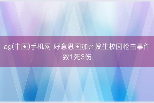 ag(中国)手机网 好意思国加州发生校园枪击事件致1死3伤