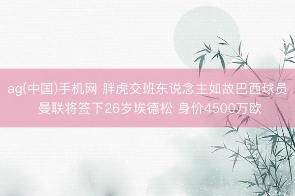 ag(中国)手机网 胖虎交班东说念主如故巴西球员 曼联将签下26岁埃德松 身价4500万欧