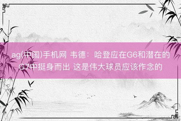 ag(中国)手机网 韦德：哈登应在G6和潜在的G7中挺身而出 这是伟大球员应该作念的