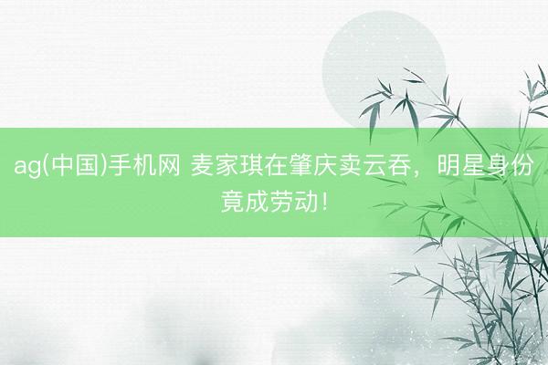 ag(中国)手机网 麦家琪在肇庆卖云吞，明星身份竟成劳动！
