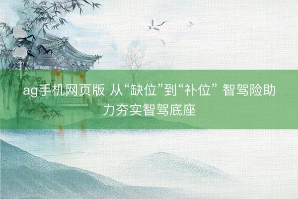 ag手机网页版 从“缺位”到“补位” 智驾险助力夯实智驾底座