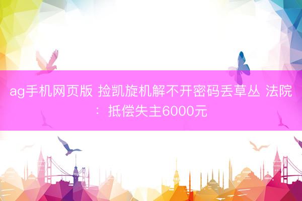ag手机网页版 捡凯旋机解不开密码丢草丛 法院：抵偿失主6000元
