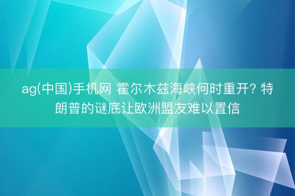 ag(中国)手机网 霍尔木兹海峡何时重开? 特朗普的谜底让欧洲盟友难以置信