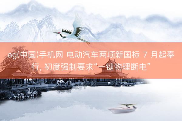 ag(中国)手机网 电动汽车两项新国标 7 月起奉行， 初度强制要求“一键物理断电”