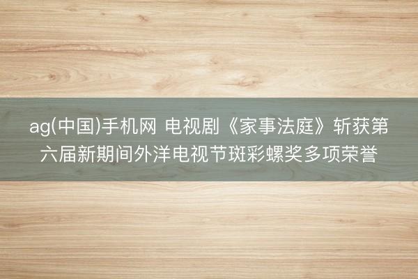 ag(中国)手机网 电视剧《家事法庭》斩获第六届新期间外洋电视节斑彩螺奖多项荣誉